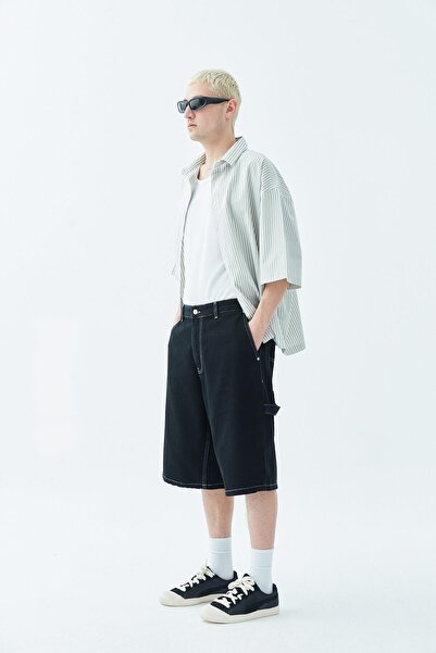 VAMOSCLO oversized Μπερμούντα τζιν σορτς μαύρο