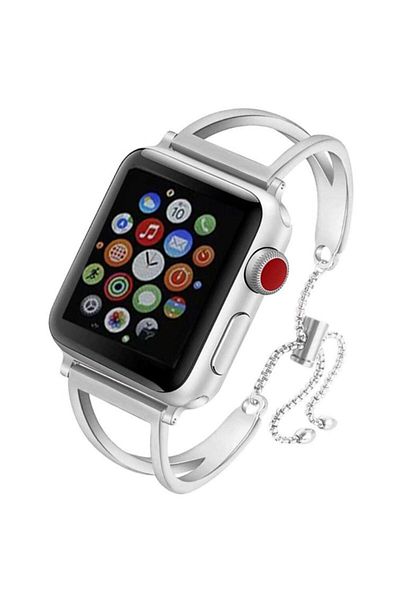 REDz Accessories Curea pentru Apple Watch, Fashion, oțel inoxidabil, damă, argintie - 38/40/41 mm
