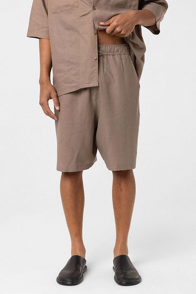 VAMOSCLO Oversize λινό σορτς Mink