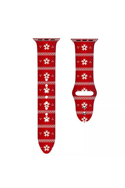 REDz Accessories Winter Strap, Sport, Compatible with Apple Watch, Christmas Collection, Silicone, Red - 38/40/41 mm