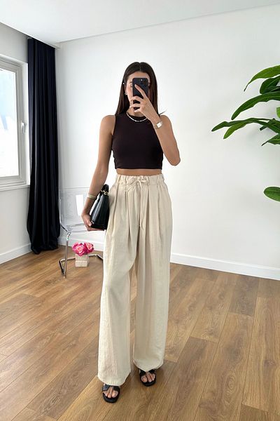 BİRCANÇİL Menka Stone Premium Elastic Waist Trousers