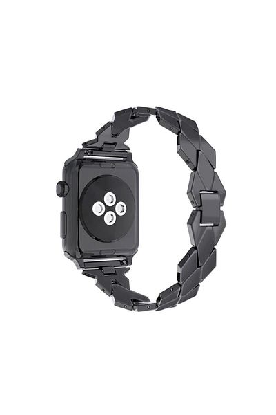 REDz Accessories Metal Strap For Apple Watch, Luxury Rhombus Model, Stainless Steel, Black - 38/40/41 Mm