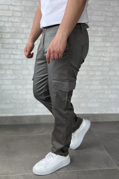MİSHAR İTALİA Dark Gray Men's Cargo Pocket Straight Leg Trousers