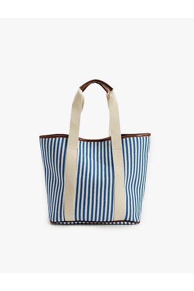 Koton Geantă tote color block cu mâner în dungi