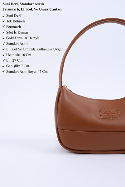 SHAKA Taba Shk229 Artificial Leather, Single Compartment with Zipper, Baguette Model Hand, Arm and Shoulder Bag