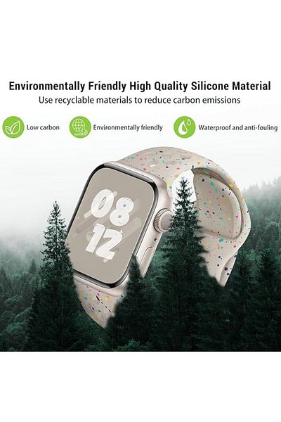 REDz Accessories Curea perforată cu picături colorate, Sport, pentru Apple Watch, silicon, Starlight - 38/40/41 mm