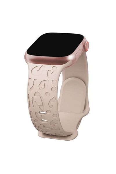 REDz Accessories Curea din silicon cu imprimeu animal 3D pentru Apple Watch, reglabilă, gravată, crem - 38/40/41 mm