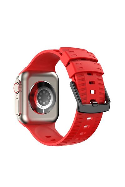 REDz Accessories Sport Strap, Compatible With Apple Watch, Engraved Pattern, Silicone, Red - 44/45/46/49 Mm