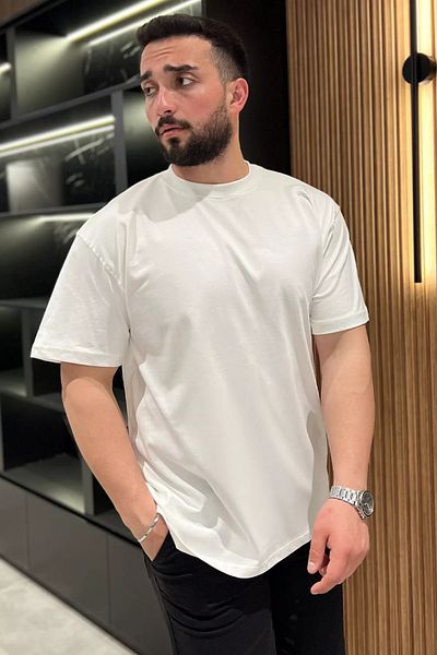 MİSHAR İTALİA Ανδρικό T-Shirt Cream Crew Neck