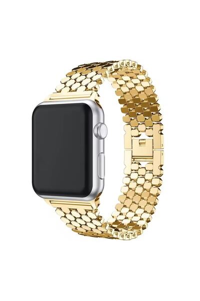 REDz Accessories Μεταλλικό λουράκι σύνδεσης για Apple Watch, εξάγωνο, μοντέρνο, χρυσό - 38/40/41 mm