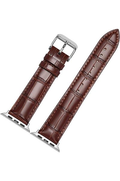 REDz Accessories Classy Crocodile Strap, Apple Watch, Leather Effect, Elegant, Adjustable, Brown - 38/40/41 Mm
