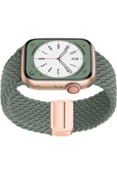 REDz Accessories Solo Loop Strap, Magnetic Closure, Compatible With Apple Watch, Adjustable, Green - 44/45/46/49 Mm