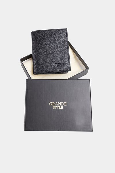 Grande Style 01485 Ανδρικό πορτοφόλι από γνήσιο δέρμα ΜΑΥΡΟ