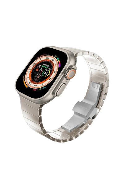 REDz Accessories Curea metalică, Zale Late, Apple Watch Ultra 49mm, oțel inoxidabil, culoare titan