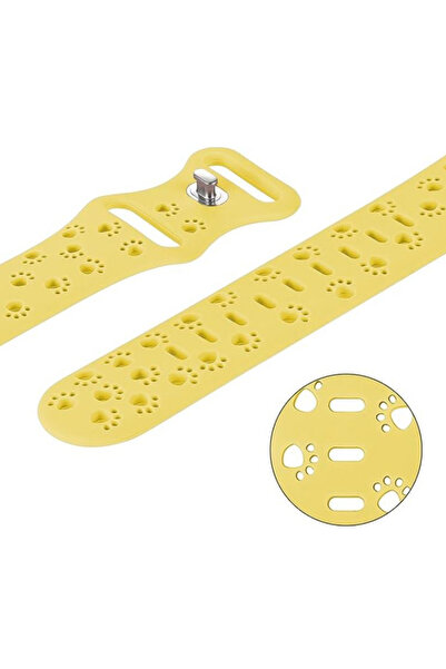 REDz Accessories Curea sport Puppy Paws, pentru Apple Watch, design Puppy Paws, silicon, galben - 44/45/46/49 mm