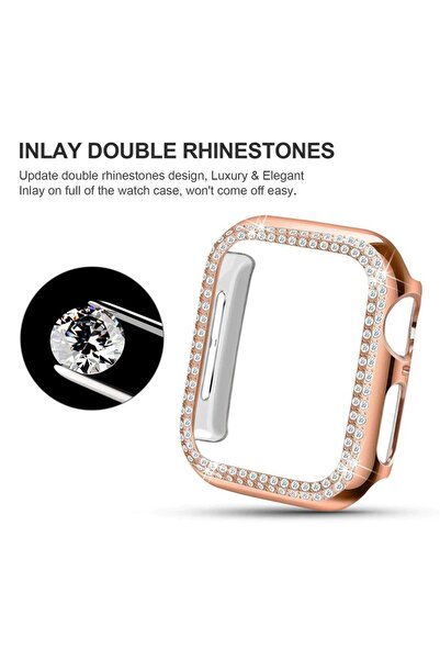 REDz Accessories Υπέροχη θήκη για Apple Watch 4/5/6/7/8, Στρας, Ροζ - Apple Watch 7/8 45mm