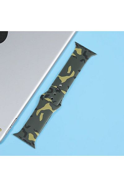REDz Accessories Silicone Strap, Print, Army, For Apple Watch, Khaki - 38/40/41 Mm