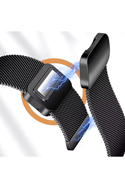 REDz Accessories Λουράκι Milanese από ύφασμα, μαγνητικό, για Apple Watch, διπλή λαβή, μεταλλικό, μαύρο - 38/40/41 mm