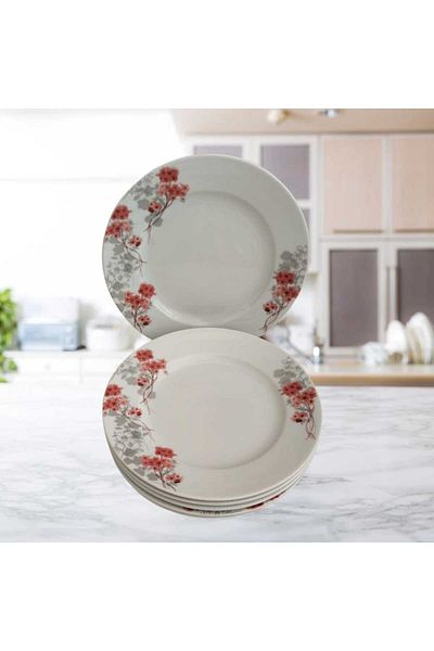 Mask Gür Al Porcelain Flower Patterned 6 Pieces 25cm Serving Plate