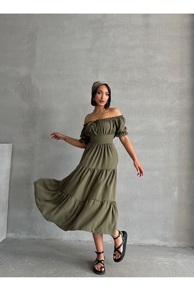BEJNA Women's Gathered Collar Stretch Dress