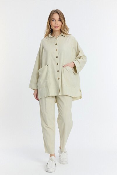 SUMEF بدلة مزدوجة إيطالية كبيرة الحجم من الكتان بجيب مزدوج