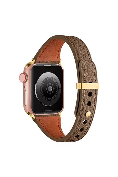 REDz Accessories Eternal Ultra-thin Strap, For Apple Watch, Leather Effect, Adjustable, Dark Brown - 38/40/41 Mm