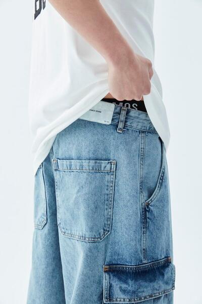 VAMOSCLO oversized Βερμούδες τζιν σορτς μπλε χρώμα-1