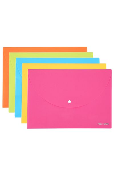 Deli Plastic Button Folder A4 Neon Colors Deli