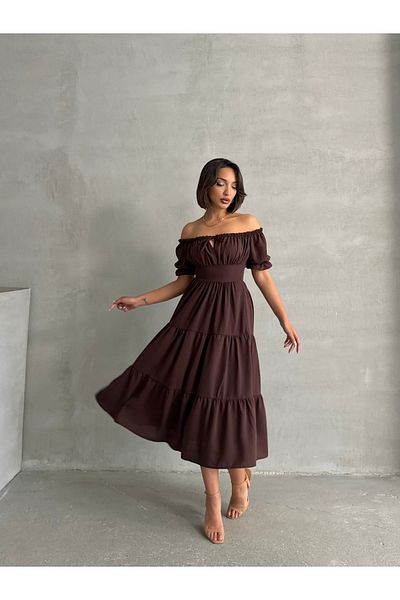 BEJNA Women's Gathered Collar Stretch Dress