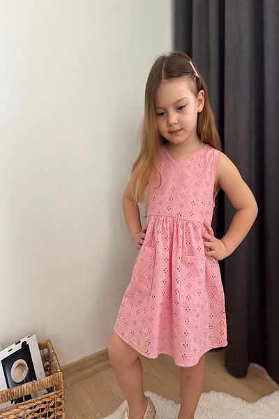 ÖYKÜ KİDS Stylish Dress with Inner Lining, Back Zipper, and Scallop Cotton