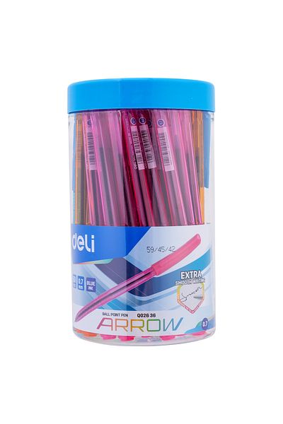Deli Disposable Ballpoint Pen 0.7mm Blue Colored Body Jar 50 Pcs Deli