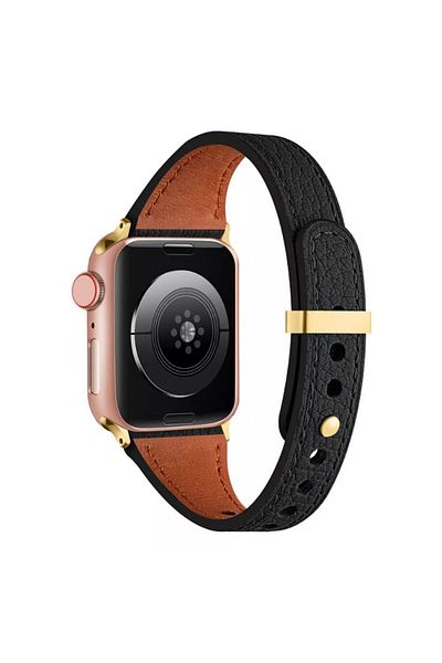 REDz Accessories Eternal Ultra-thin Strap, For Apple Watch, Leather Effect, Adjustable, Black - 38/40/41 Mm