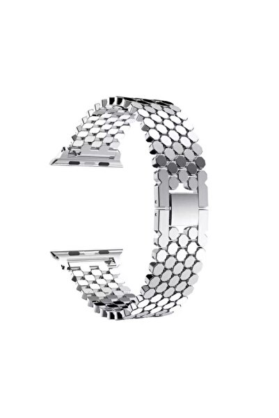 REDz Accessories Μεταλλικό λουράκι σύνδεσης για Apple Watch, εξάγωνο, μοντέρνο, ασημί - 44/45/46/49 mm