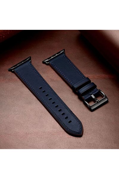 REDz Accessories Classic Charm Strap, For Apple Watch, Leather Effect, Adjustable, Navy Blue - 44/45/46/49 Mm