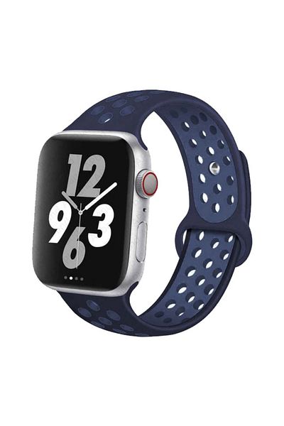 REDz Accessories Perforated Sport Band For Apple Watch, Silicone, Midnight Navy - 44/45/46/49 Mm, Large