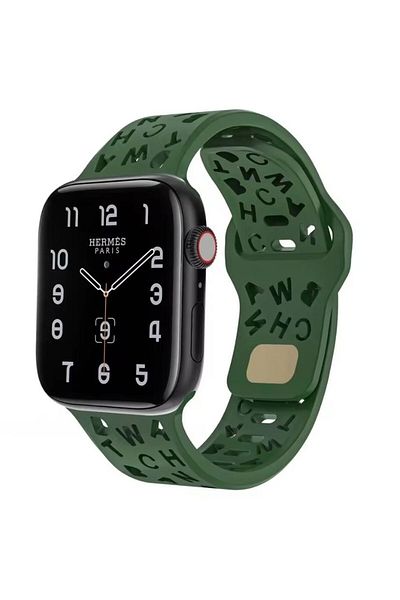 REDz Accessories Alphabet Strap, Letter Cutout, For Apple Watch, Adjustable, Silicone, Green - 44/45/46/49 Mm