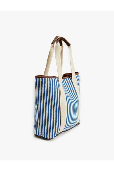 Koton Geantă tote color block cu mâner în dungi