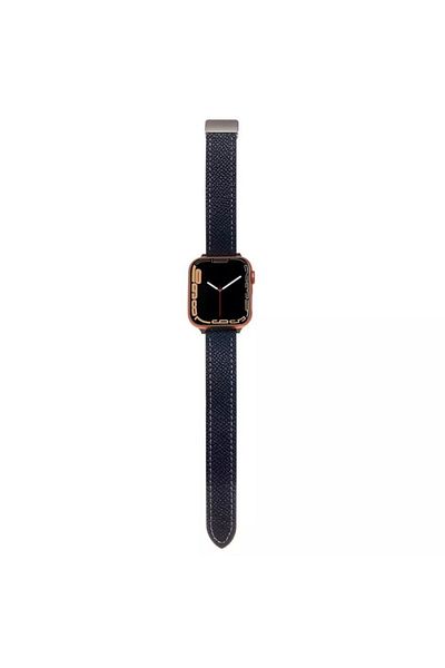 REDz Accessories Curea ultra-subțire atemporală, pentru Apple Watch, efect de piele, bleumarin - 38/40/41 mm