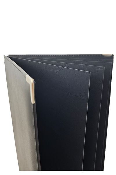 ankara menü Black Leather Signature Folder - Mapa Presentation File - Document Folder (5 Leafs)