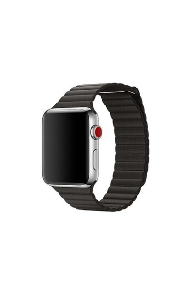 REDz Accessories Leather Strap, Compatible With Apple Watch, Leather Loop, Black - 44/45/46/49 Mm
