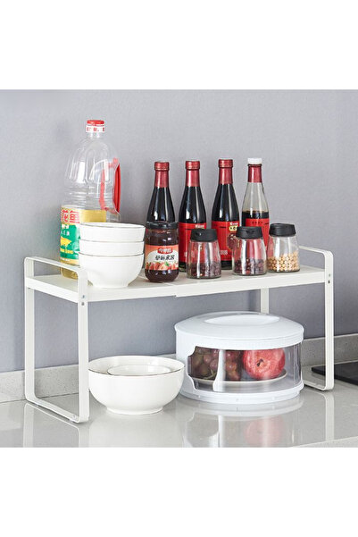 Viyogo Extendable kitchen shelf, metal, 38-60 cm (W), white, 25 cm (H)