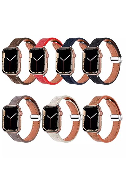 REDz Accessories Timeless Ultra-Thin Strap, For Apple Watch, Leather effect, Red - 38/40/41 mm