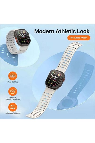 REDz Accessories Curea Dux Ducis CS, magnetică, pentru Apple Watch 44/45/46/49mm, silicon, gri