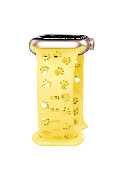 REDz Accessories Puppy Paws Sport Strap, For Apple Watch, Puppy Paws Design, Silicone, Yellow - 44/45/46/49 Mm