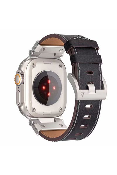 REDz Accessories Prestige Strap For Apple Watch, Leather Effect, Business Look, Adjustable, Black - 44/45/46/49 Mm