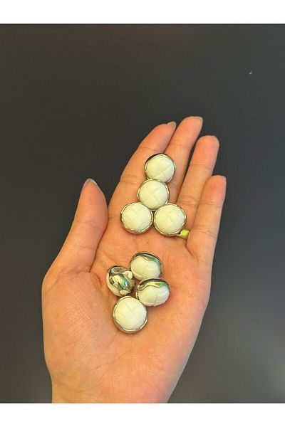 Gönülden Tasarım 8 Pieces White Case Button Set