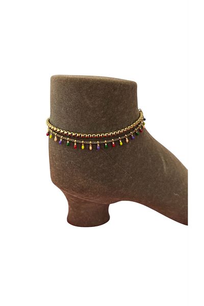 derokas Steel Gold Color Anklet Tarnish-Free Stylish Elegant New Season
