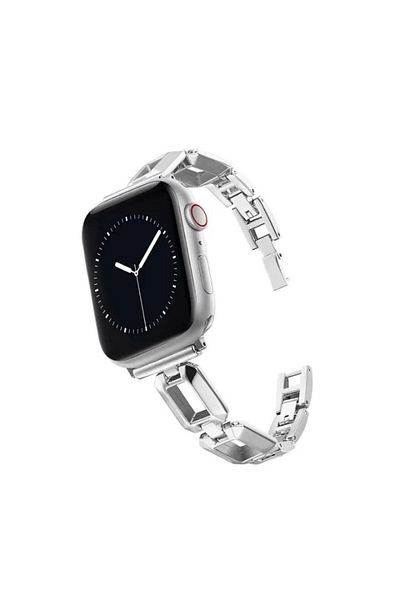 REDz Accessories Curea Premium Link pentru Apple Watch, zale metalice, fashion, argintie - 38/40/41 mm