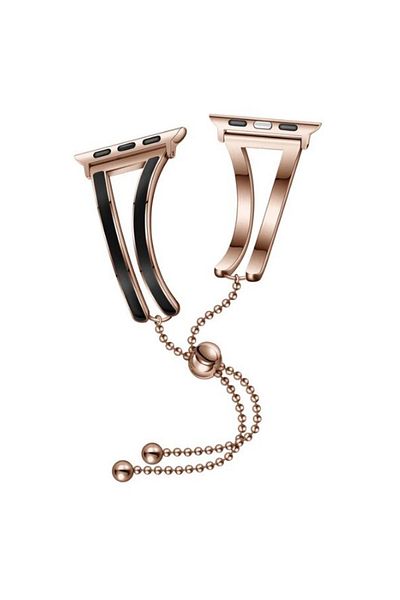REDz Accessories Deluxe Strap For Apple Watch, Fashion, Stainless Steel, Women, Rose-gold And Black - 44/45/46/49 Mm