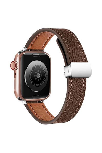 REDz Accessories Timeless Ultra-thin Strap, For Apple Watch, Leather Effect, Dark Brown - 38/40/41 Mm